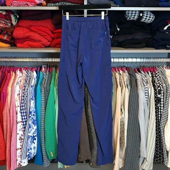 Maeven blue straight leg elastic drawstring waistband scrub pants size SMT - Picture 3 of 3